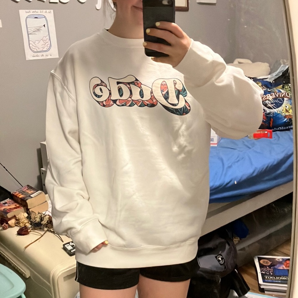 Dude Matt and Abby White Sweatshirt